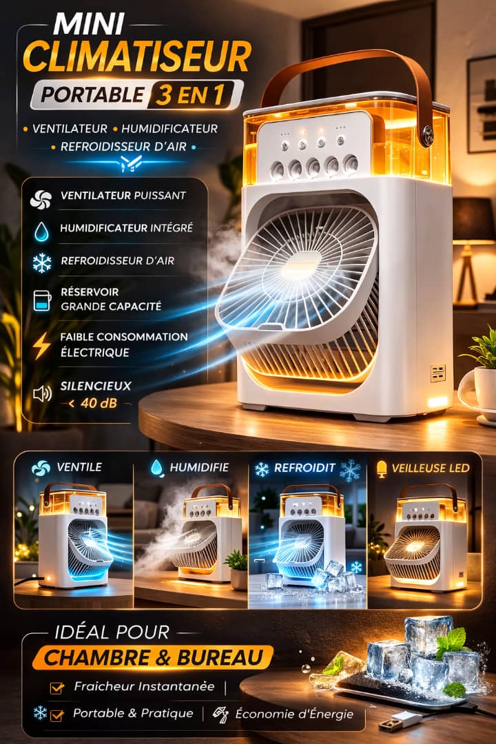 Ventilateur Brumisateur Vert Portable - Détruis la Chaleur en 3s !