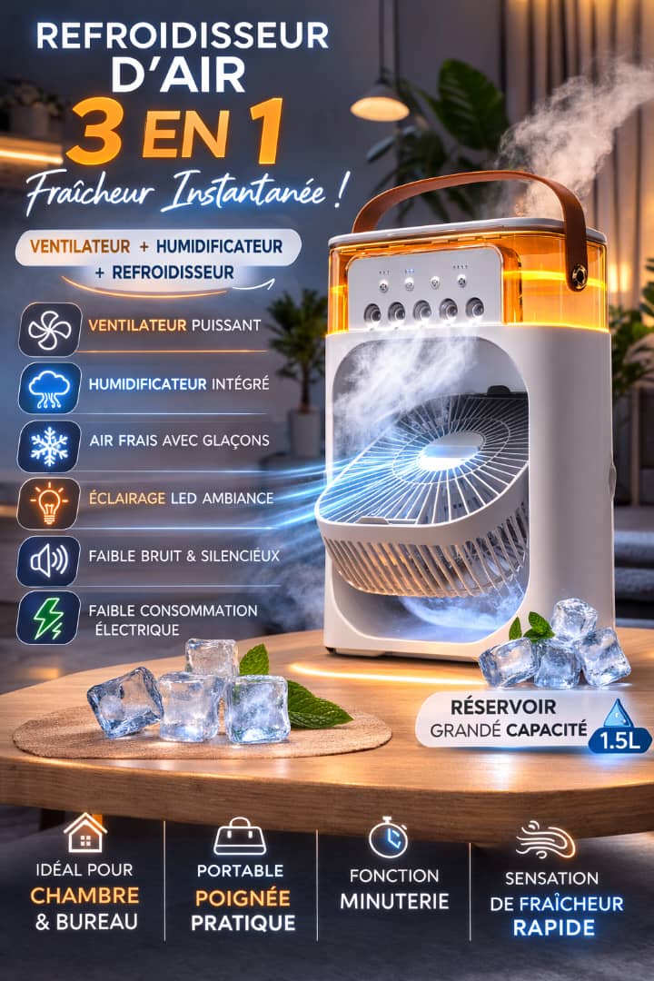 Ventilateur Brumisateur Vert Portable - Détruis la Chaleur en 3s !