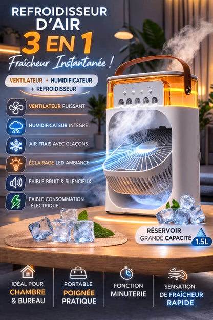 Ventilateur Brumisateur Vert Portable - Détruis la Chaleur en 3s !