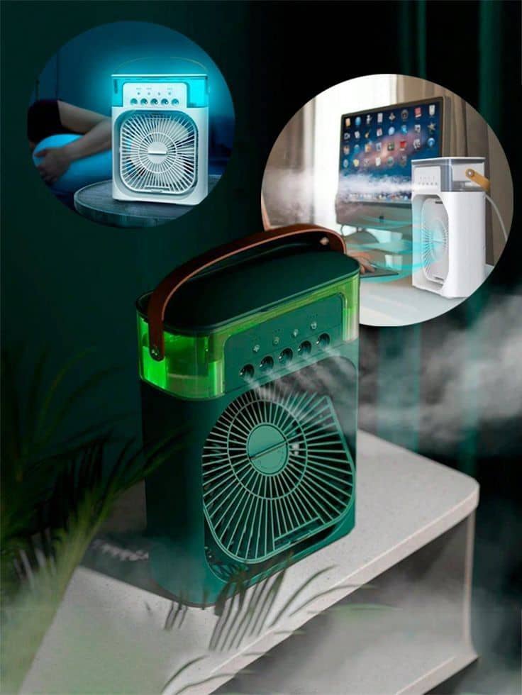 Ventilateur Brumisateur Vert Portable - Détruis la Chaleur en 3s !